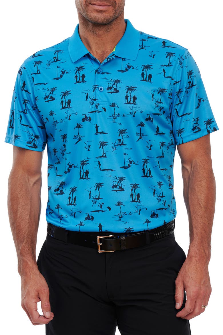 Golf Paradise Short Sleeve Performance Polo, Main, color, LIGHT BLUE