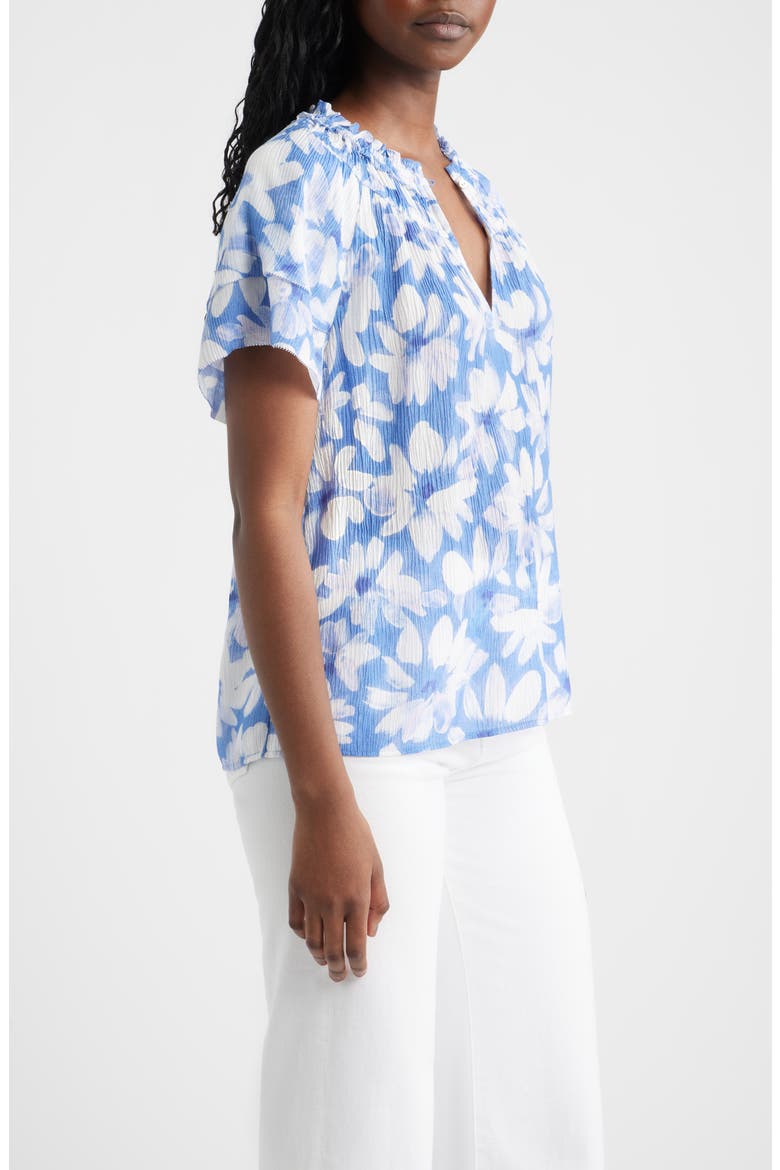 Kamila Floral Crinkle Top, Alternate, color, BLUE AMARANTH