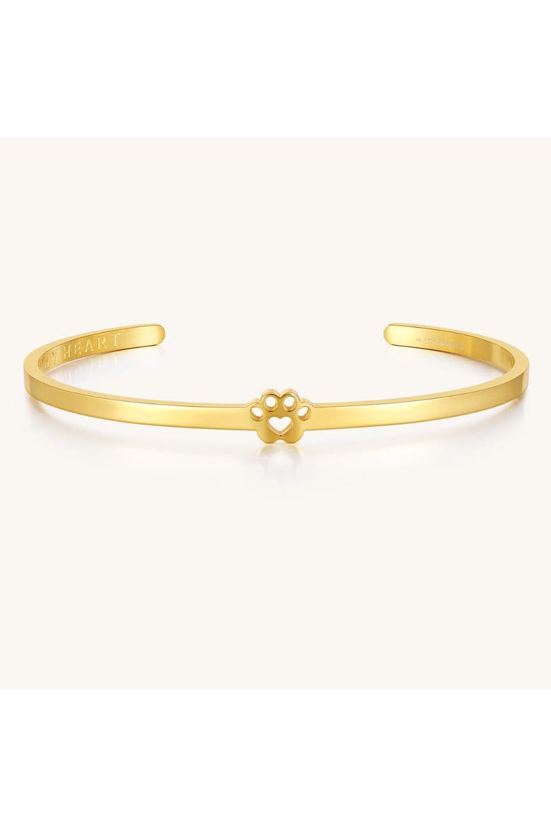 Pawprint Cuff - I Have Pawprints On My Heart bracelet, Main, color, Yellow Gold