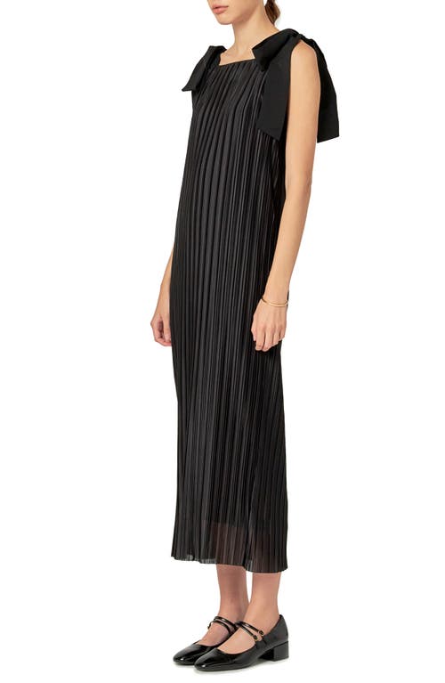 ENGLISH FACTORY ENGLISH FACTORY BOW DETAIL PLEATED MAXI DRESS