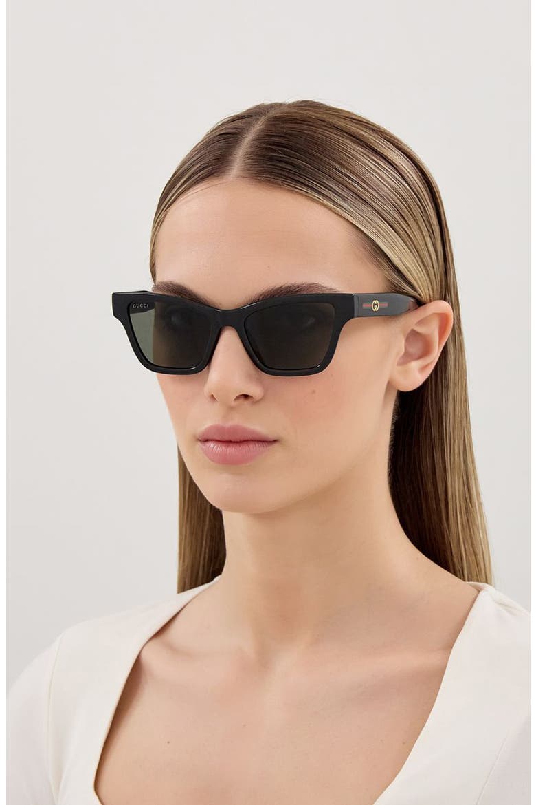 53mm Cat Eye Sunglasses, Alternate, color, BLACK