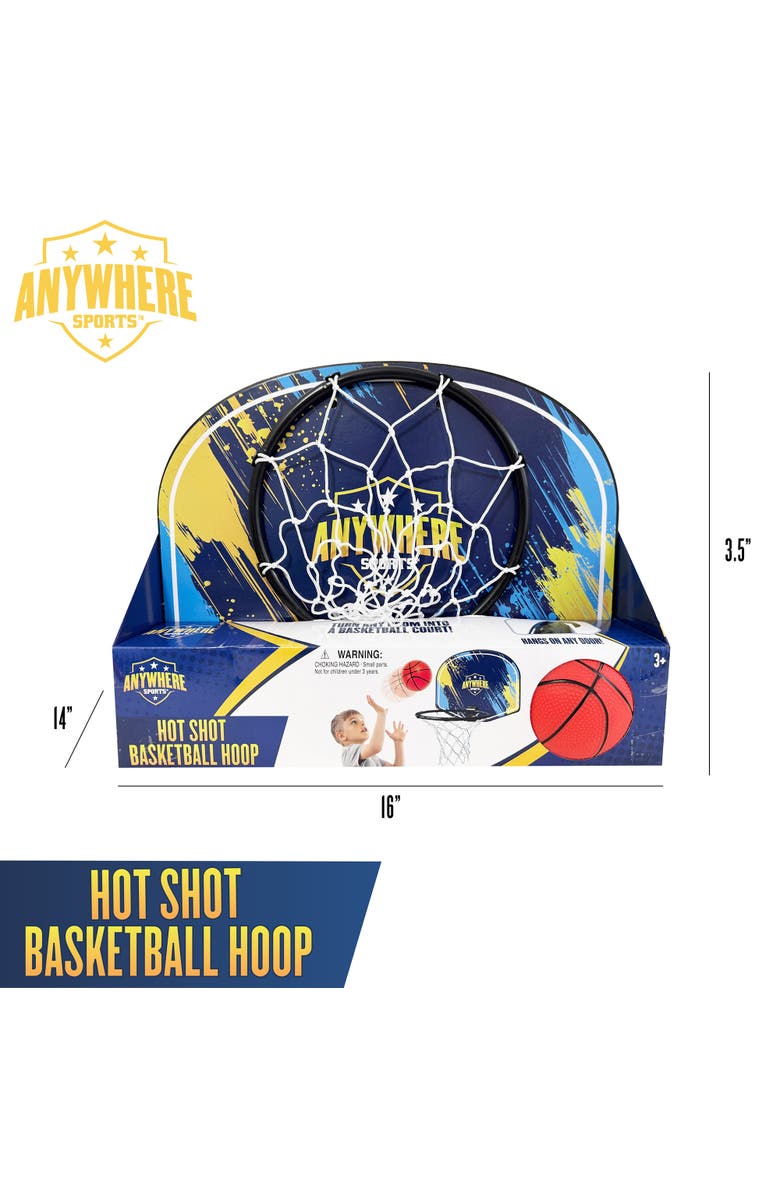 Anywhere Sports Hot Shot Basketball Hoop | 6" Foam Ball & Overdoor Backboard, Alternate, color, 