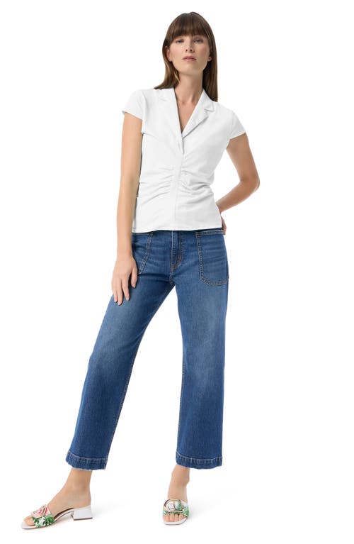 Do By Dee Ocleppo Anastasia Center Ruched Cotton Blend Top In Optic White