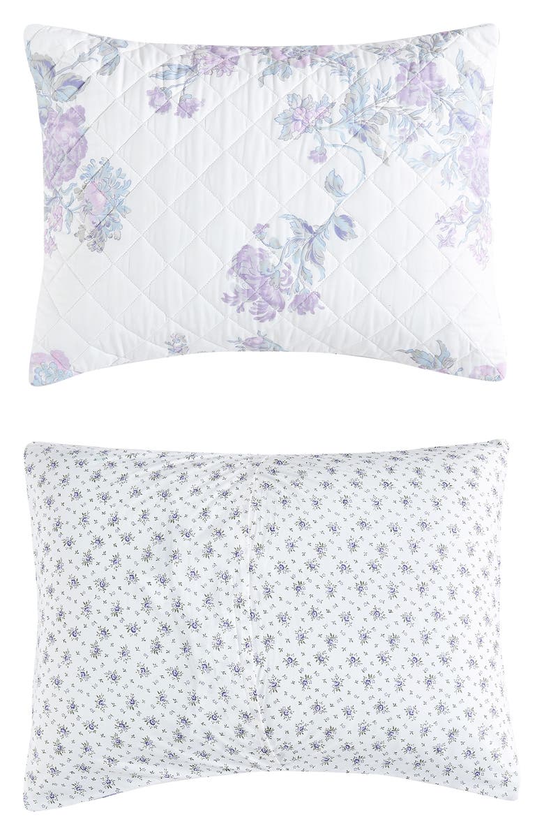 MELANGE HOME Rose Percale Cotton Quilt & Shams Set, Alternate, color, Violet