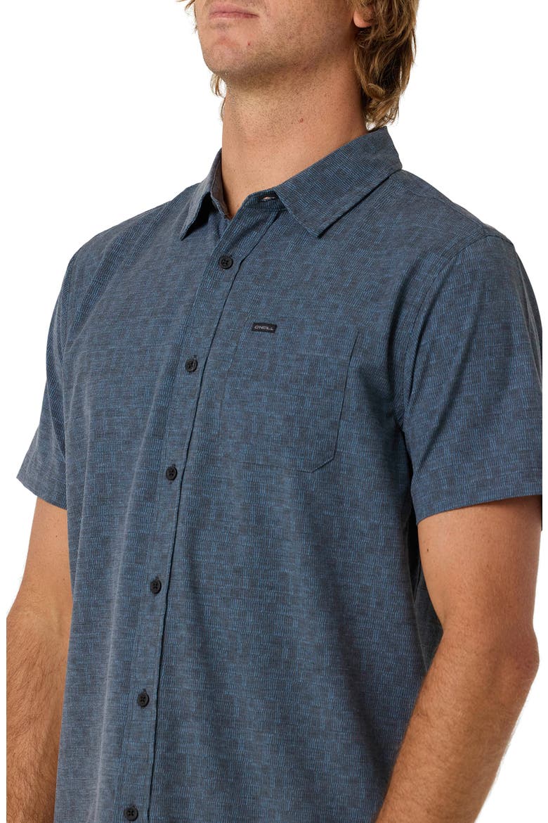 TRVLR Performance Short Sleeve Button-Up Shirt, Main, color, BLACK