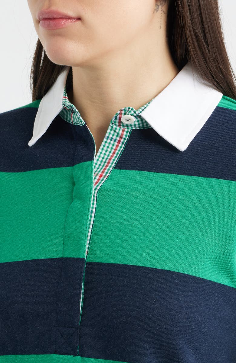 SHIRTY Rugby Stripe Cotton Sweatshirt, Alternate, color, Navy/ Green Stripe