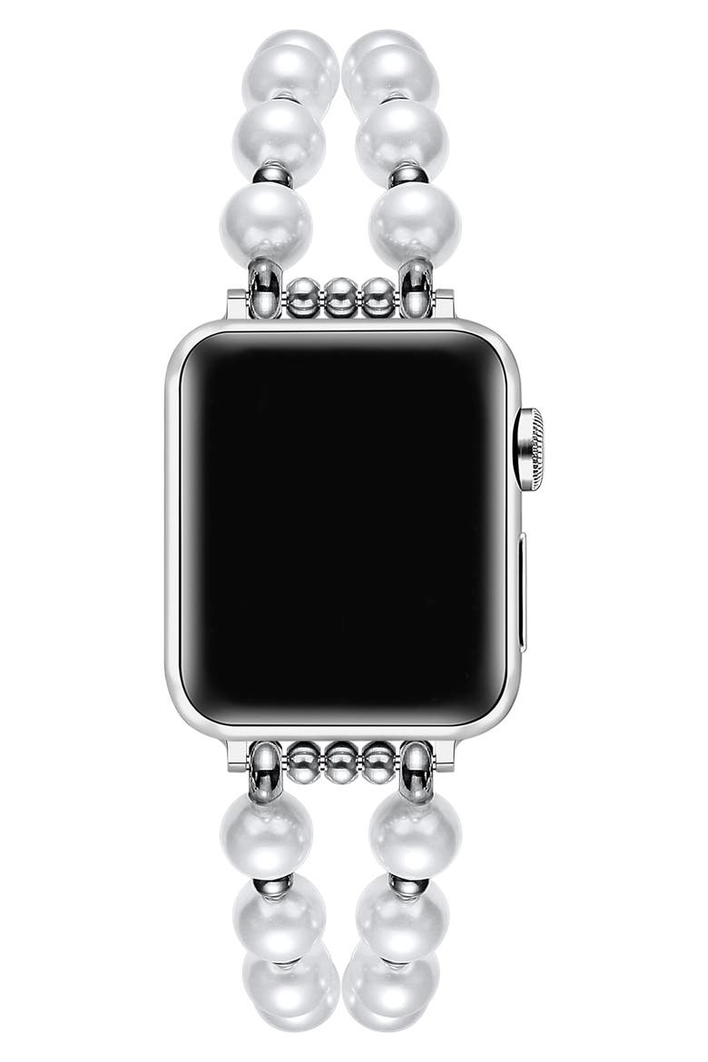 Sheridan Faux Pearl Apple Watch® Watchband, Alternate, color, SILVER