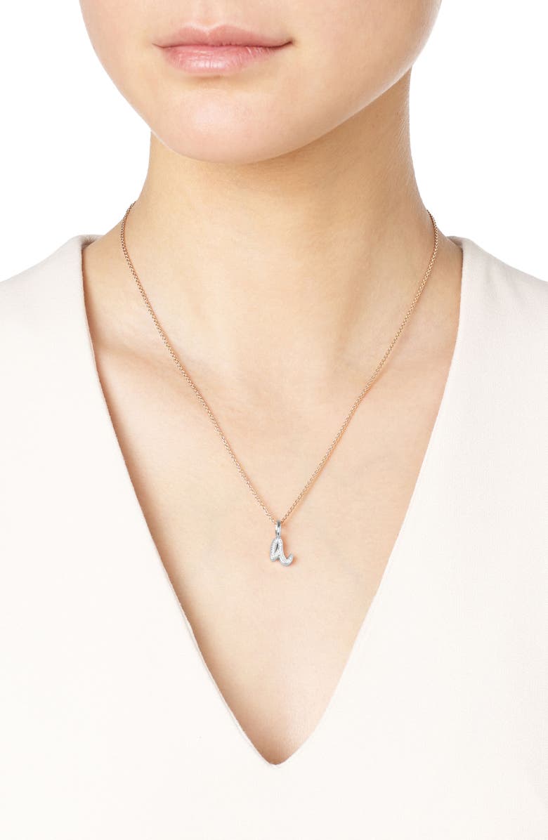 Monica Vinader Alphabet Diamond Pavé Pendant Charm, Alternate, color, Silver/ Diamond- A