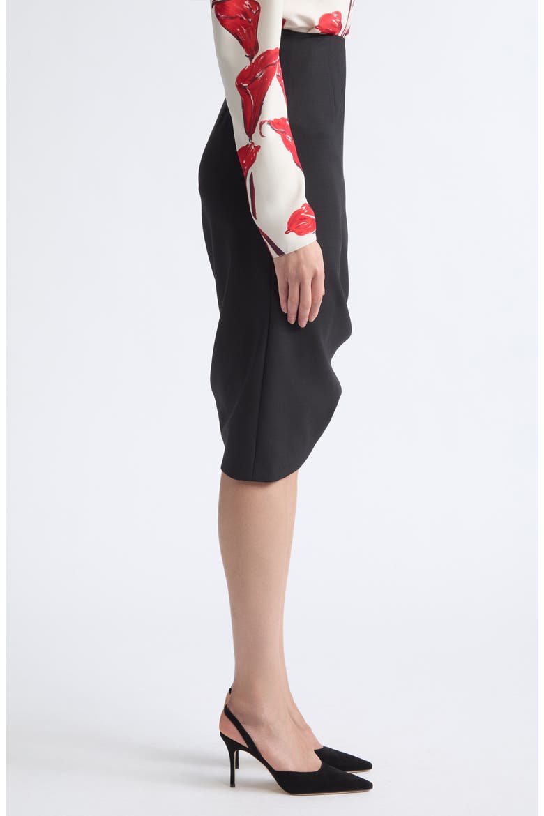 Asymmetrical Stretch Wool Skirt, Alternate, color, BLACK