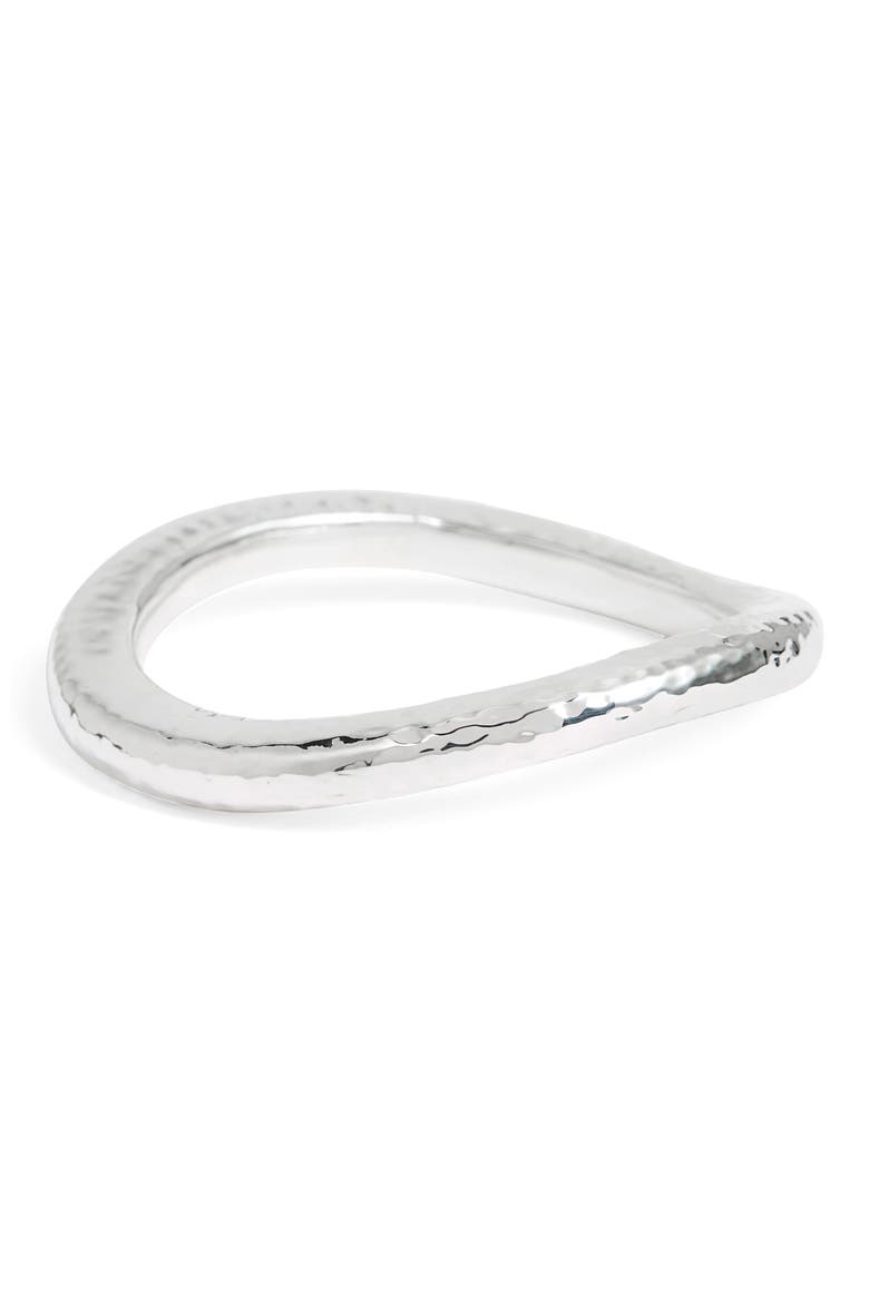 Hammered Skinny Wavy Bangle, Main, color, STERLING SILVER