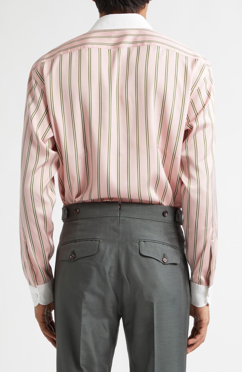 TOM FORD Fluid Fit Oxford Stripe Silk Jacquard Button-Up Shirt, Alternate, color, Pink Multicolor