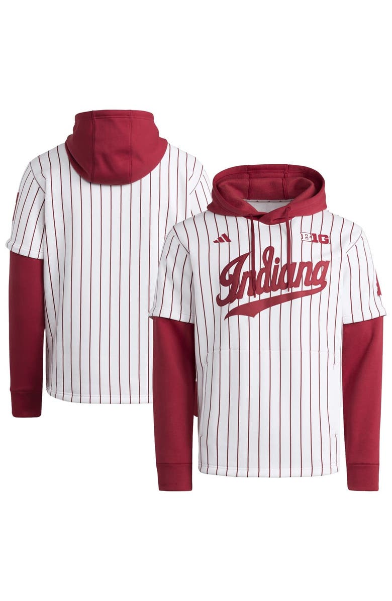 adidas Men's adidas White/Crimson Indiana Hoosiers Baseball Hoodie, Main, color, 