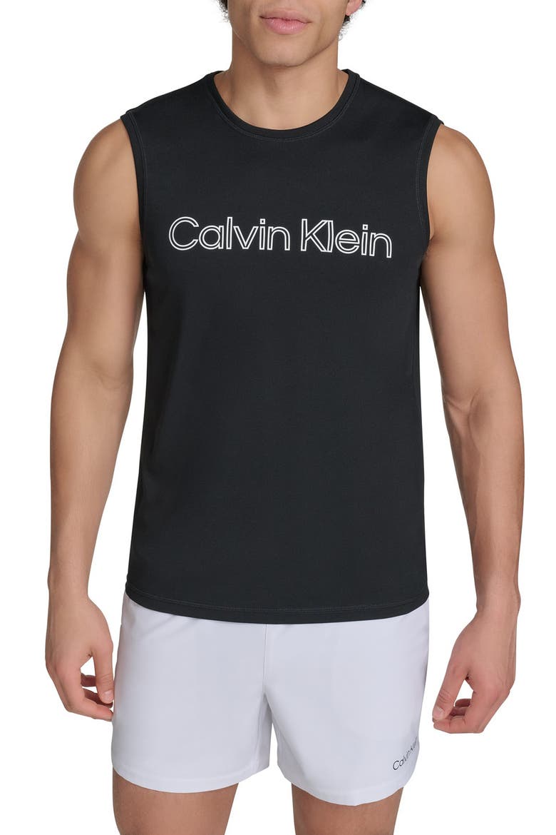 Logo Sleeveless UPF 40+ Rashguard, Main, color, BLACK
