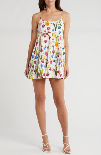 Alice + Olivia Collen Floral Spaghetti Strap Tiered