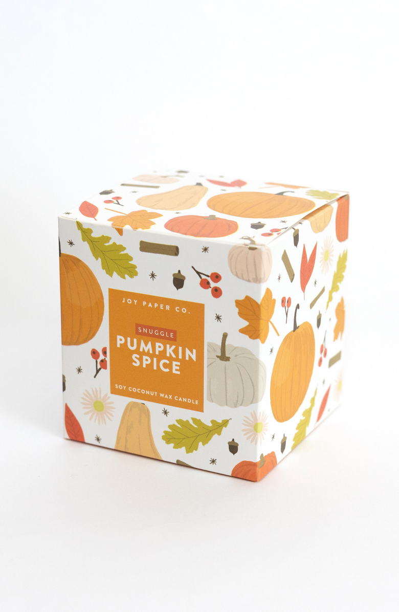 Joy Paper Co. Snuggle Pumpkin Spice Coconut Soy Candle, Alternate, color, White Glass Tumbler
