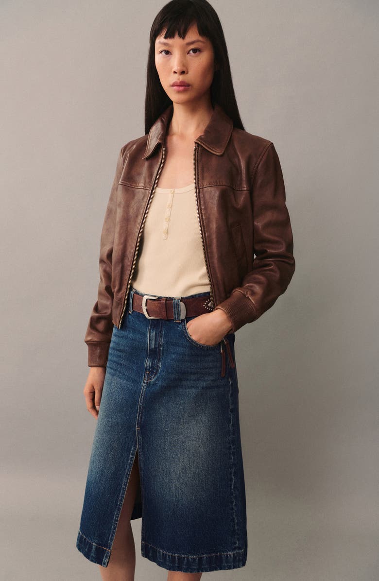 MANGO Denim Midi Skirt, Alternate, color, 