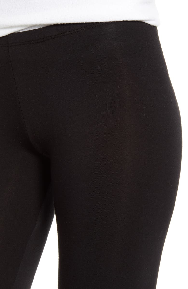 Splendid Stretch Cotton Leggings, Alternate, color, Black