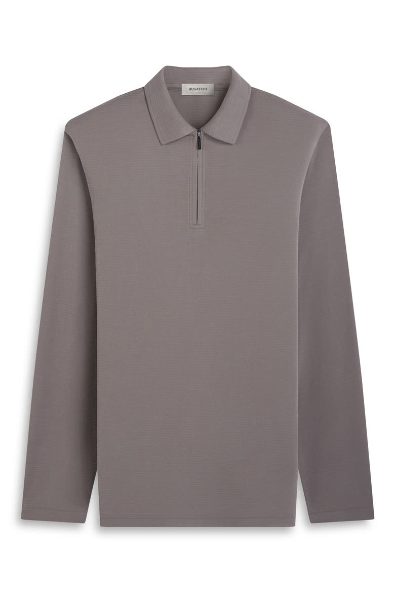 Ottoman Rib Half Zip Long Sleeve Polo, Alternate, color, WALNUT