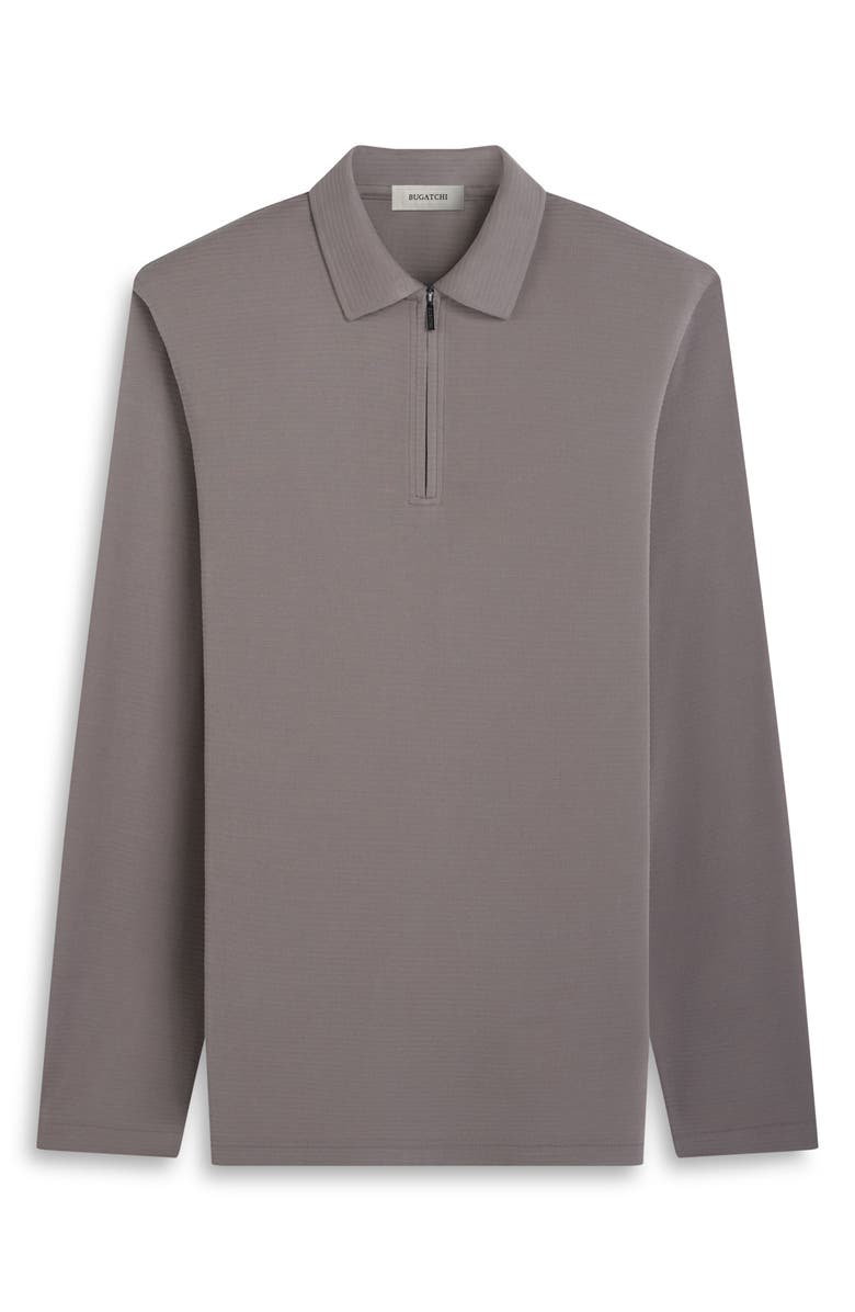 Bugatchi Ottoman Rib Half Zip Long Sleeve Polo, Alternate, color, Walnut