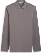 Bugatchi Ottoman Rib Half Zip Long Sleeve Polo