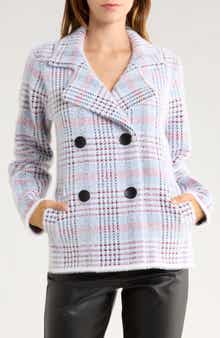 Love By Design Paige Plaid Double Breasted Sweater Coat