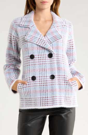 Love By Design Paige Plaid Double Breasted Sweater Coat