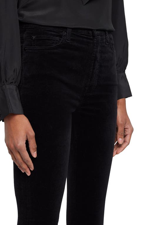 7 For All Mankind High Waist Ankle Skinny Velvet Pants In Black