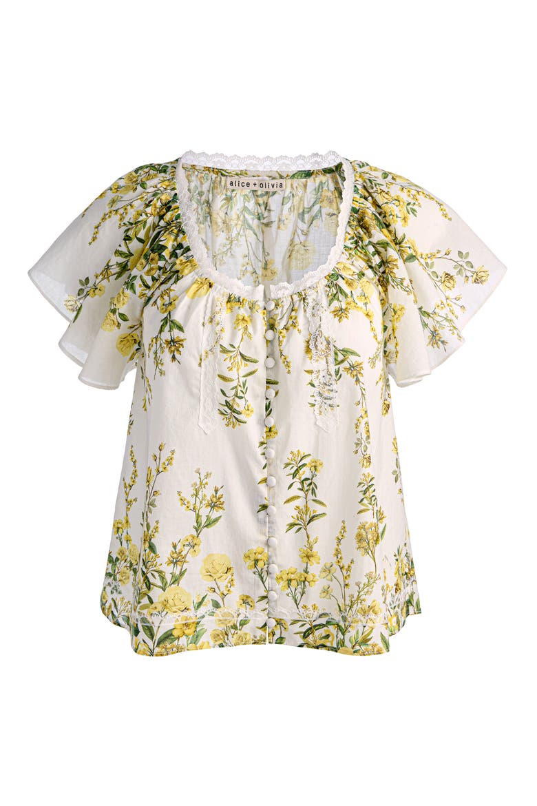 Odette Flutter Sleeve Top, Alternate, color, FRESH AIR BUTTER