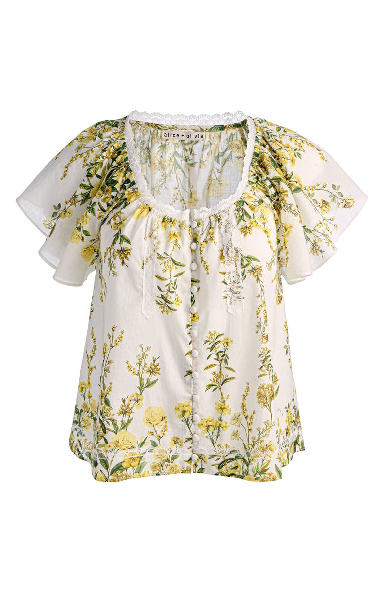 Alice + Olivia Odette Flutter Sleeve Top, Alternate, color, Fresh Air Butter