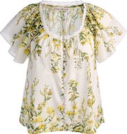 Alice + Olivia Odette Flutter Sleeve Top