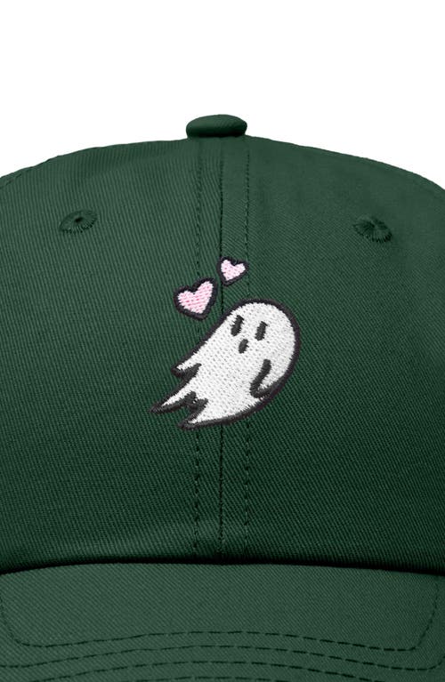 Dalix Heartly Ghost Embroidered Cap In Dark Green
