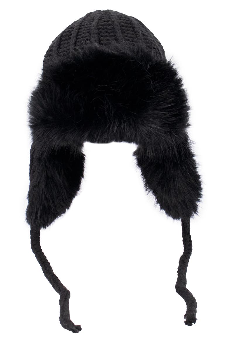 Faux Fur Trapper Cap, Alternate, color, BLACK