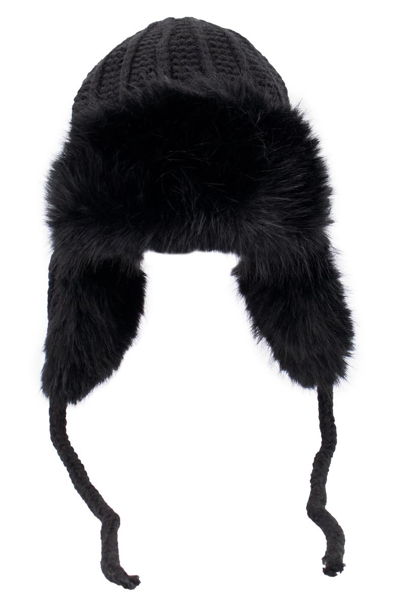 SURELL Faux Fur Trapper Cap, Alternate, color, Black