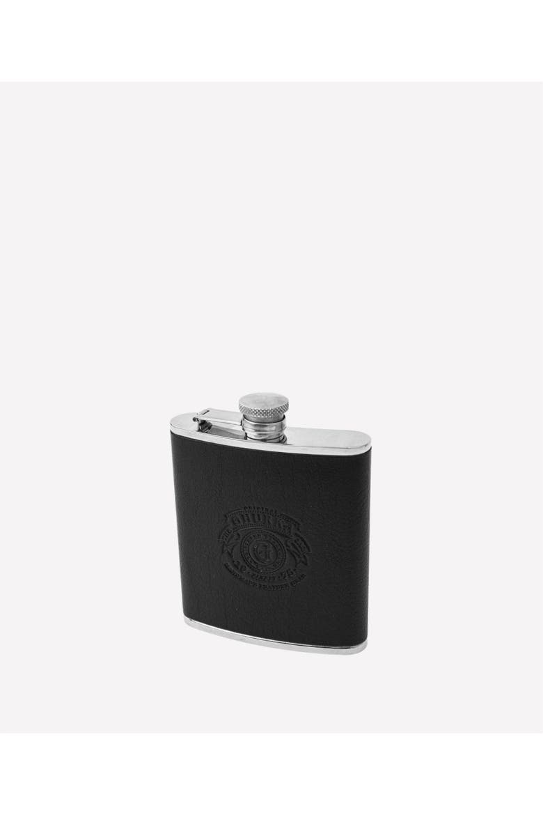Leather Wrapped Flask, Alternate, color, Vintage Black Leather