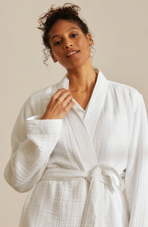 Boll & Branch Dream Rib Organic Cotton Robe In White