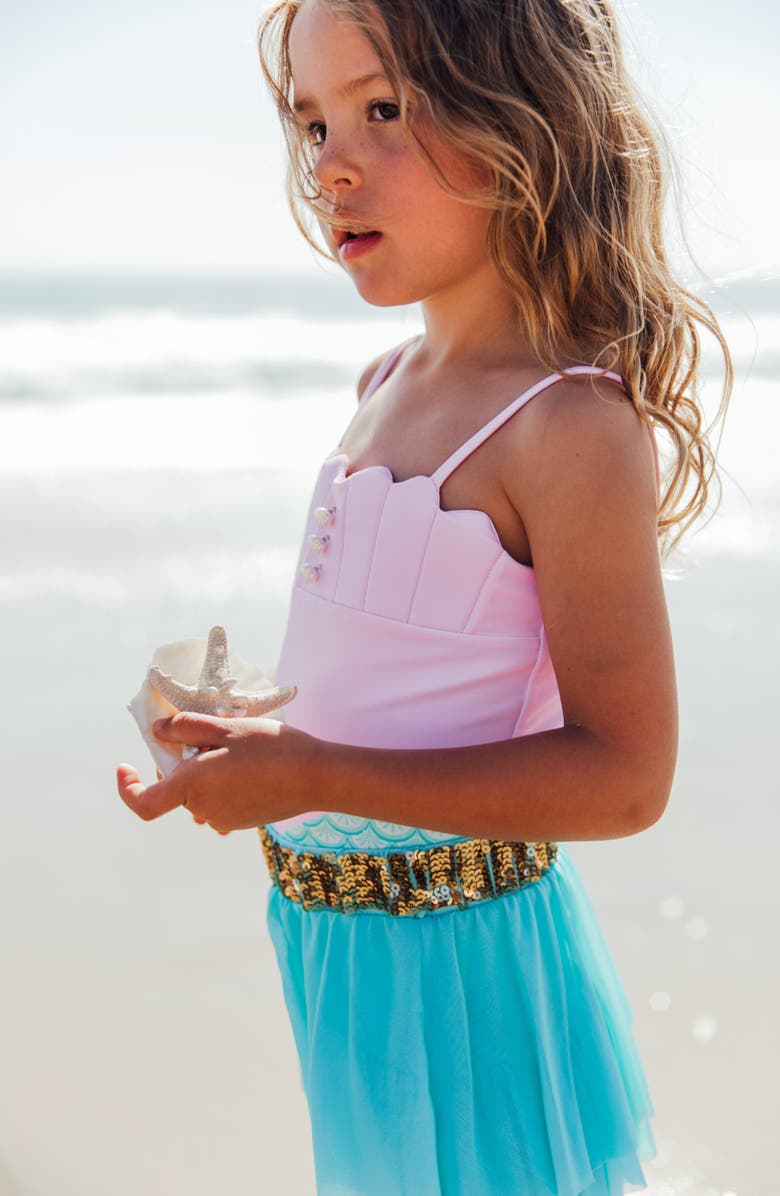 Feather 4 Arrow Kids' Sea Princess Tulle Skirt, Alternate, color, Aqua Crystal