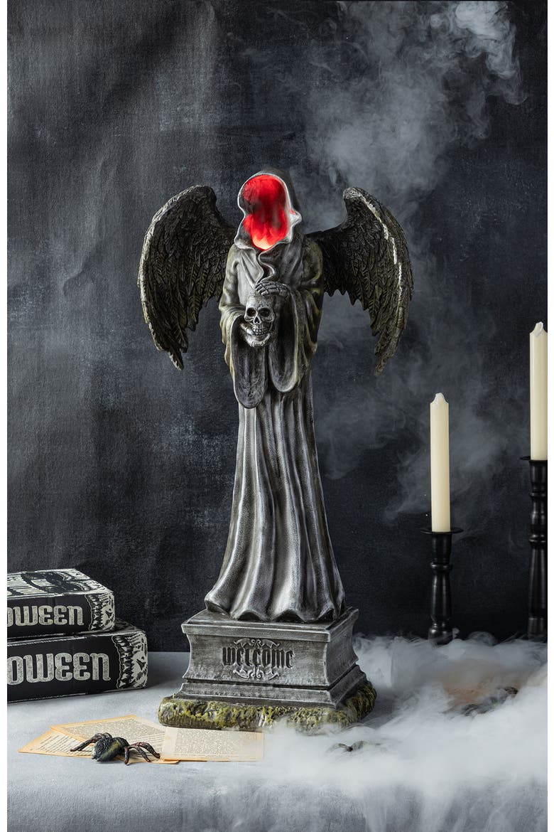 24"H Lighted Halloween Grim Reaper Resin Porch Decor with Timer, Alternate, color, Black