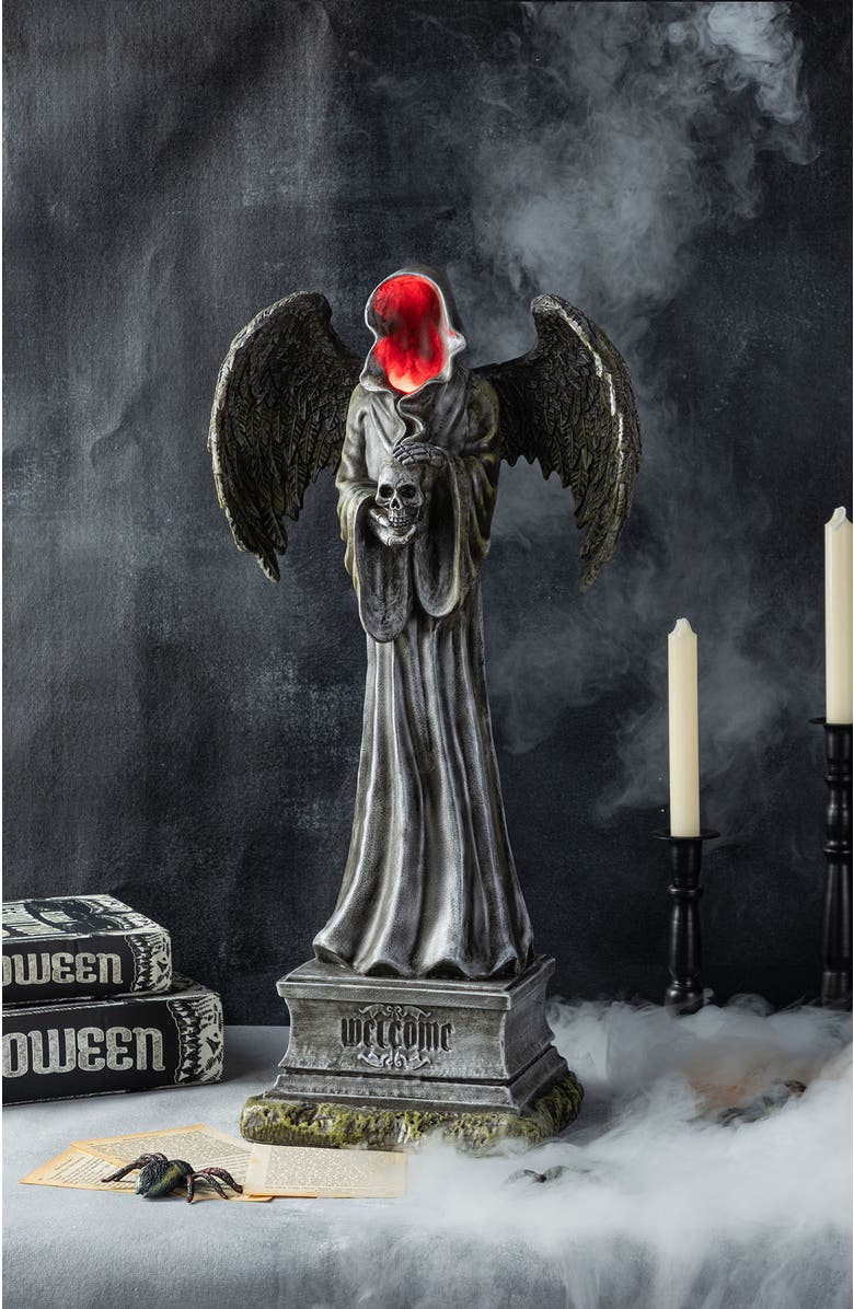 Glitzhom 24"H Lighted Halloween Grim Reaper Resin Porch Decor with Timer, Alternate, color, Black