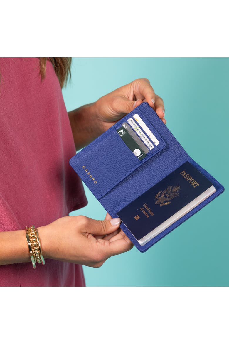 Leather Passport Wallet with RFID Protection, Main, color, Cobalt
