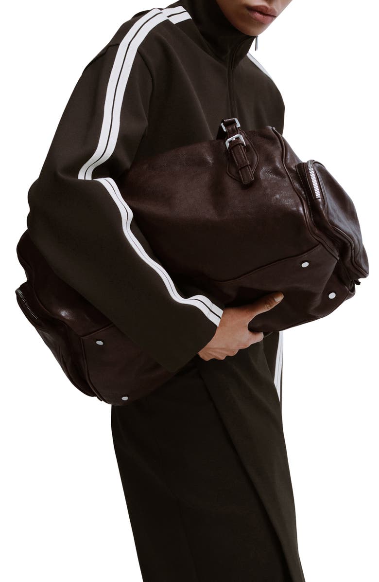 MANGO Stripe Front Zip Jacket, Alternate, color, Brown