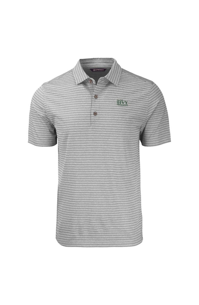 Cutter & Buck Men's Cutter & Buck  Heather Gray Ivy League Tri-Blend Forge Eco Double Stripe Stretch Recycled Polo, Alternate, color, 
