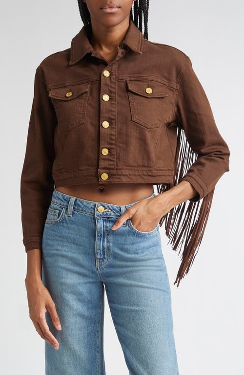 L'agence Koda Fringe Crop Denim Jacket In Brown