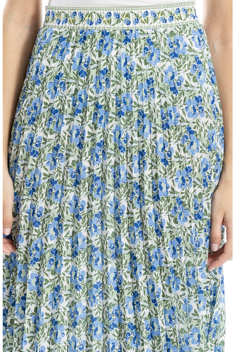 Pleated Maxi Skirt, Alternate, color, CREAM/ BLUE MULTI