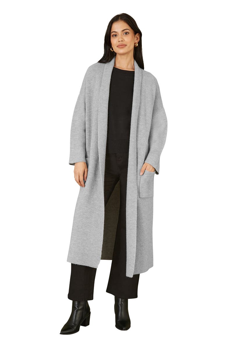 Yumi Knitted Maxi Cardigan With Pockets, Alternate, color, Grey
