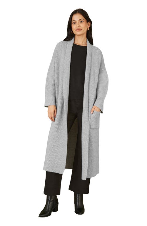 Yumi Knitted Maxi Cardigan With Pockets In Gray