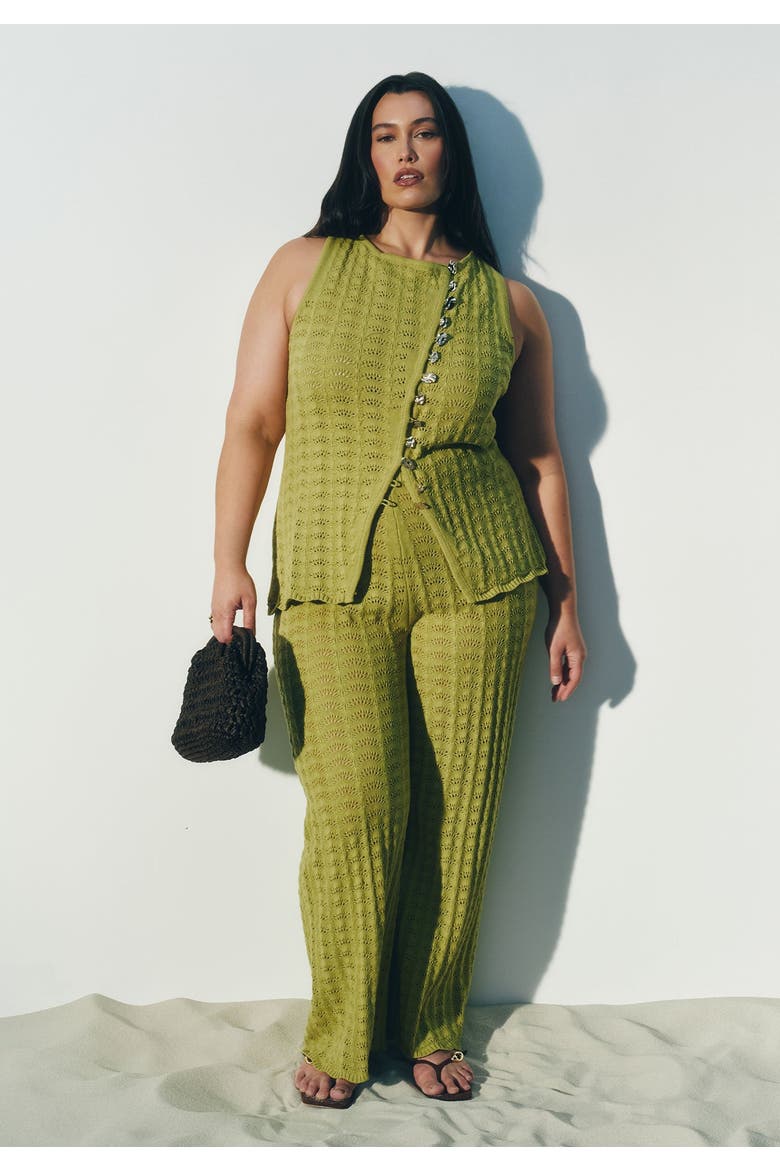 Pointelle Stitch Sweater Pant, Main, color, LENTIL SPROUT
