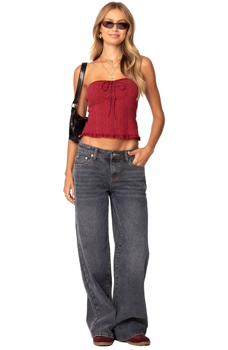 EDIKTED Lacey Tube Top, Alternate, color, Burgundy
