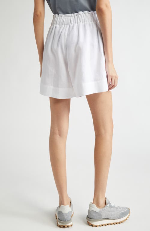 Eleventy Drawstring Linen Shorts In White