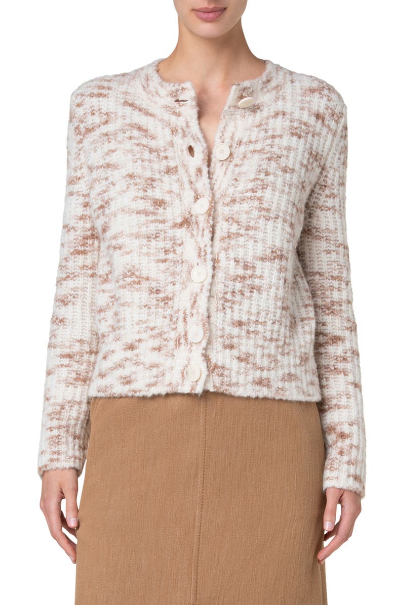 Akris punto Mélange Mohair Blend Rib Cardigan, Main, color,