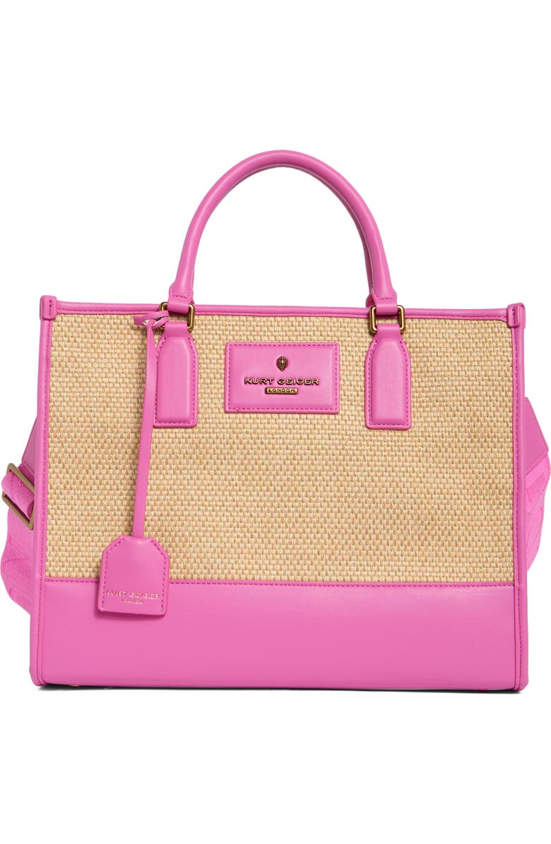 Kurt Geiger London Chiswick Raffia Tote, Main, color, Open Pink
